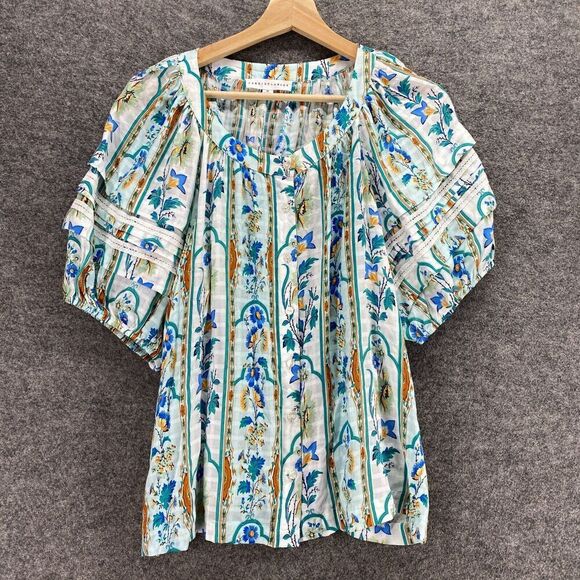 Jane & Delancey Tops - Jane & Delancey Top Women M Medium White Striped Button Up Short Sleeve Rayon